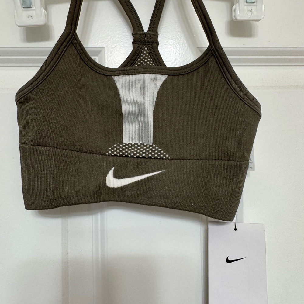 Nike Dark Green Sports Bra with White Logo
